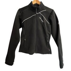 Helly Hansen Black Polartec Full Zip Jacket Embroidered Floral Detail Size Small